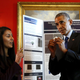 Ruchi Pandya shows the president her cardiac arrest biosensor.
